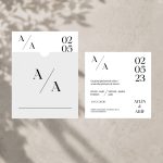 Minimalist Tipografik Kare Zarflı Davetiye baskılı zarf seçeneği