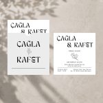Çiçekli Tipografik Kare Zarflı Davetiye baskılı zarf seçeneği