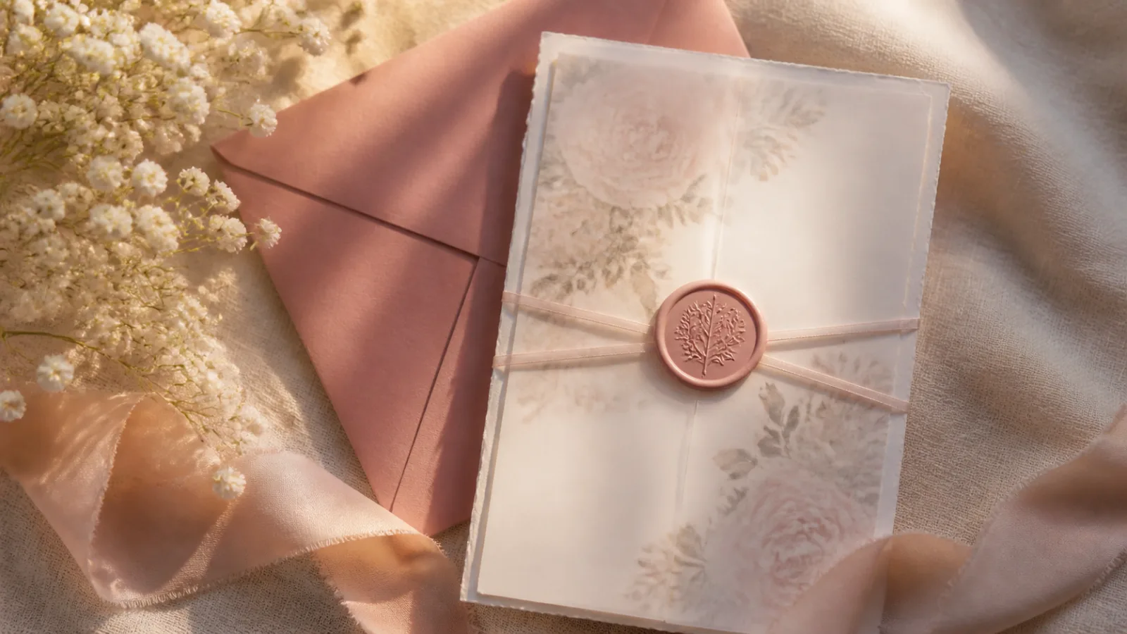 Romantik düğün davetiyesi metni ve tasarım uyumu için editoryal görsel