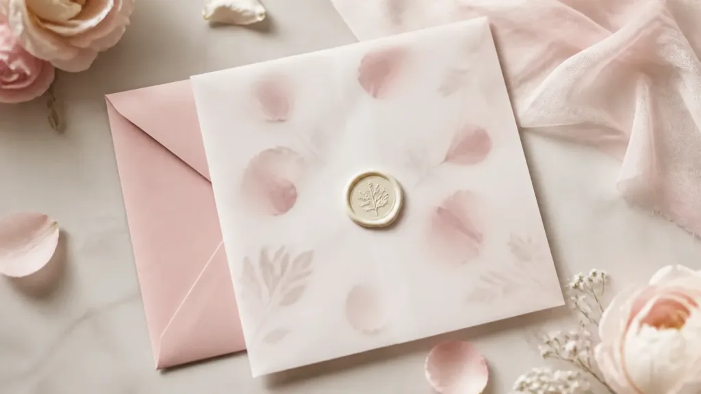 Romantik nişan davetiyesi sözleri için kurdele ve çiçekli editoryal görsel