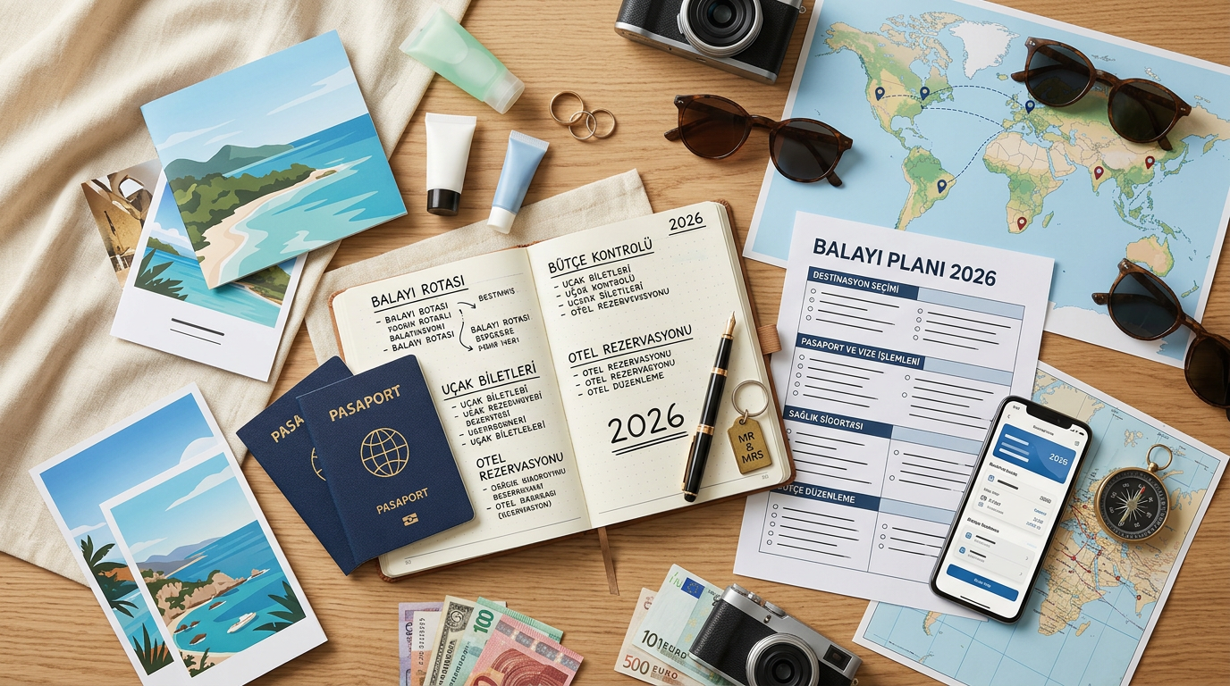 Balayı Planlamasında Nelere Dikkat Edilir? 2026 Seyahat Hazırlık Rehberi için balayı planlama 2026 odaklı editoryal görsel