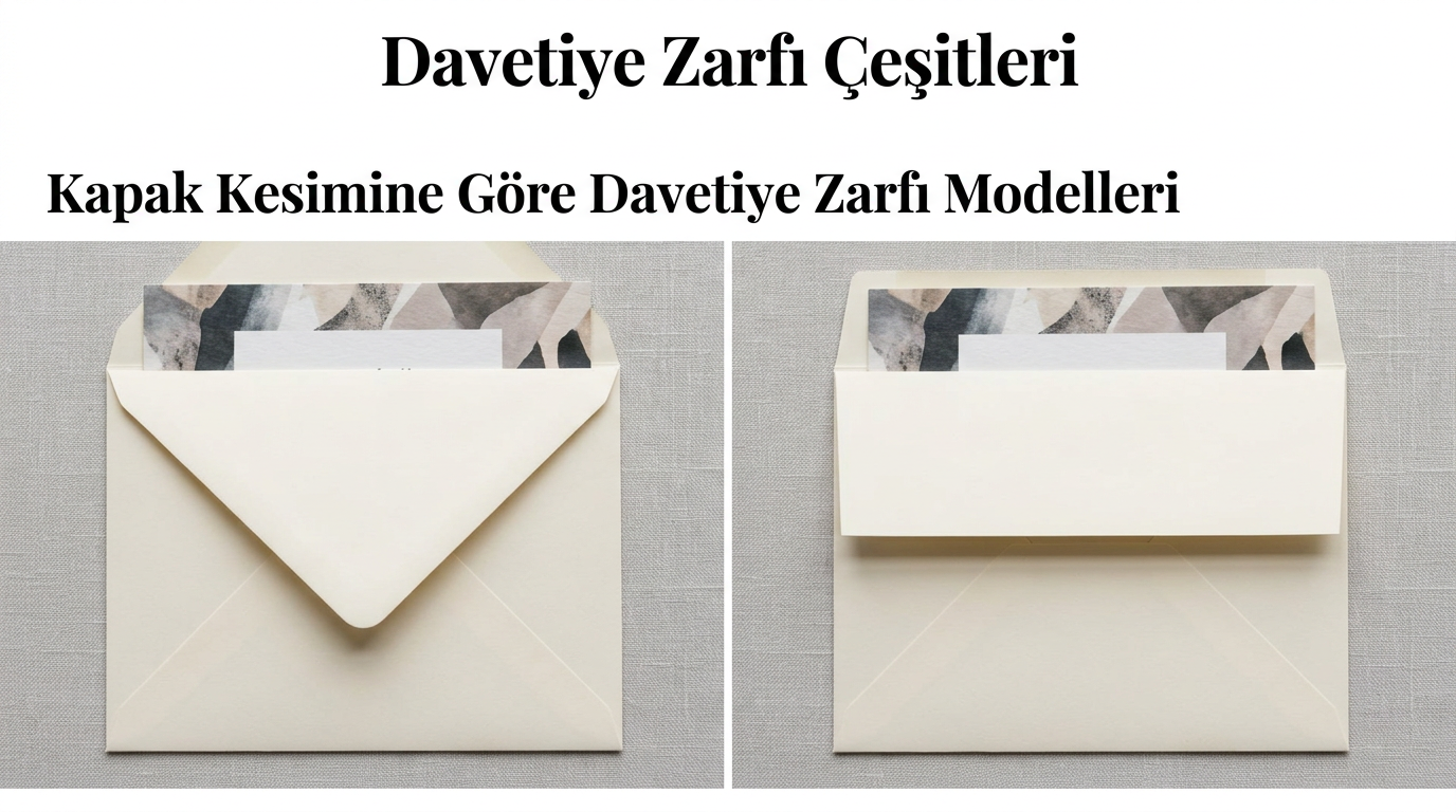 Davetiye Zarfı Çeşitleri: Kapak Kesimine Göre Davetiye Zarfı Modelleri