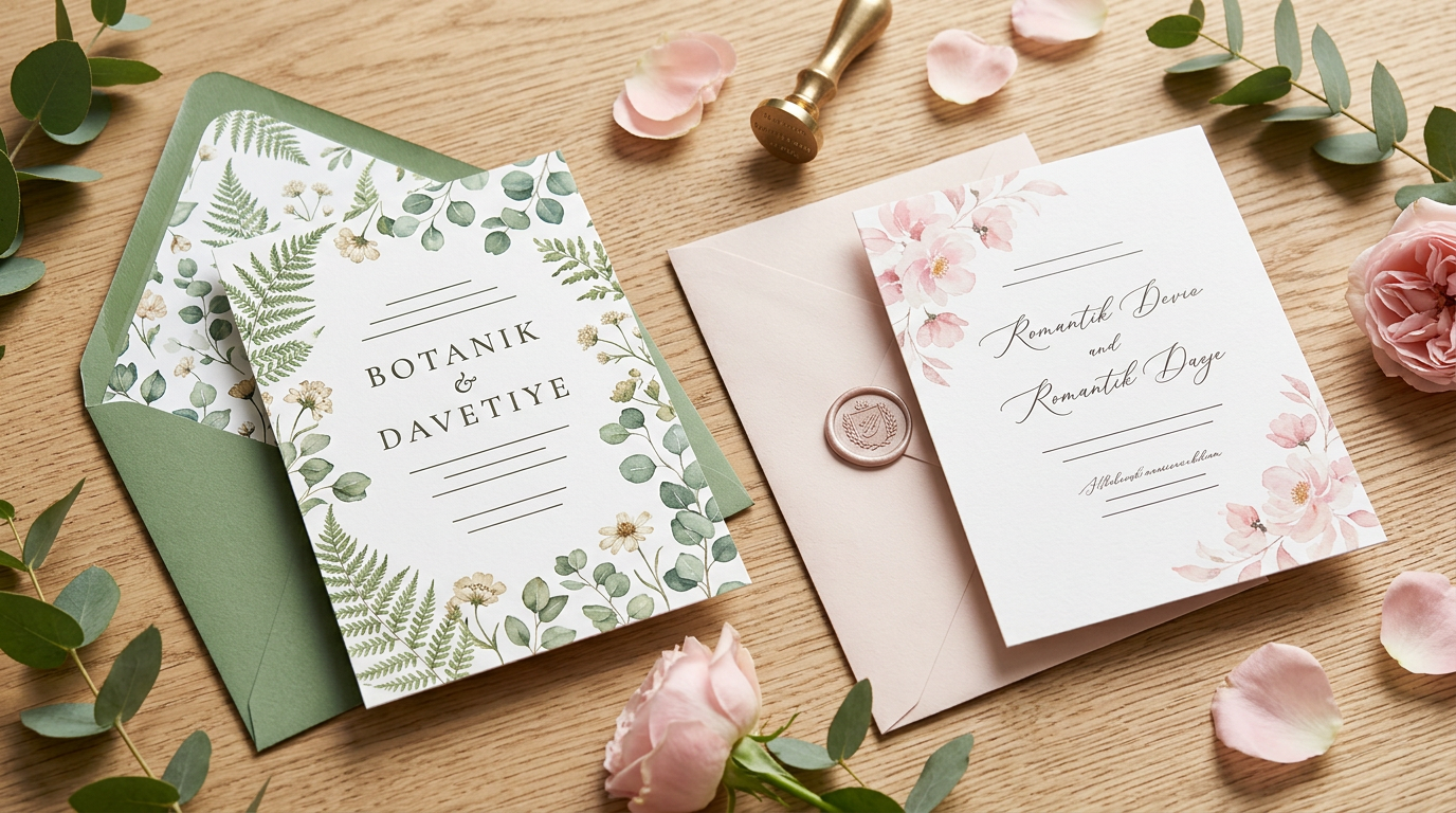 İlkbahar Düğününde Botanik mi Romantik Davetiye mi?: Botanik Davetiye Tasarımları Hangi Konseptlere Uygun?