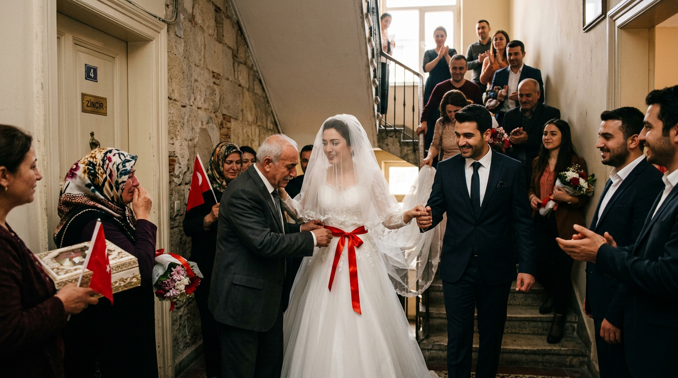 Kız Evinden Gelin Alma / Gelin Çıkarma Geleneği için gelin alma geleneği odaklı editoryal görsel