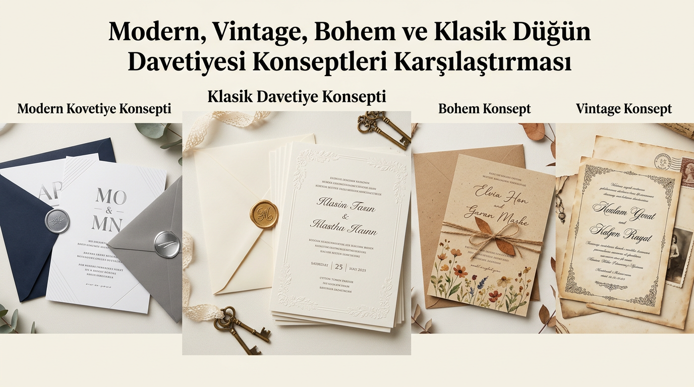 Modern, Vintage, Bohem ve Klasik Düğün Davetiyesi Konseptleri Karşılaştırması: Klasik Davetiye Konsepti
