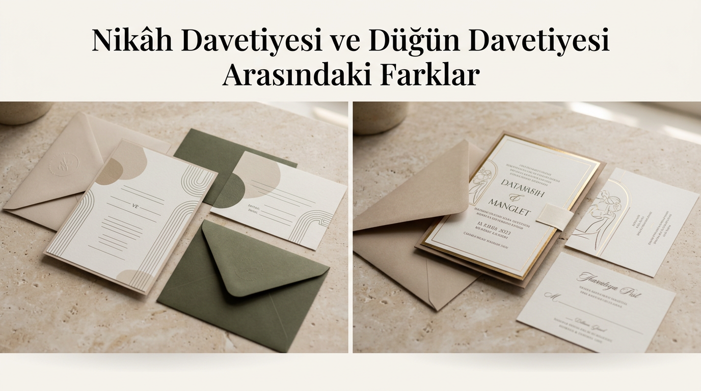 Nikâh Davetiyesi ve Düğün Davetiyesi Arasındaki Farklar için nikâh davetiyesi düğün davetiyesi farkı odaklı editoryal görsel