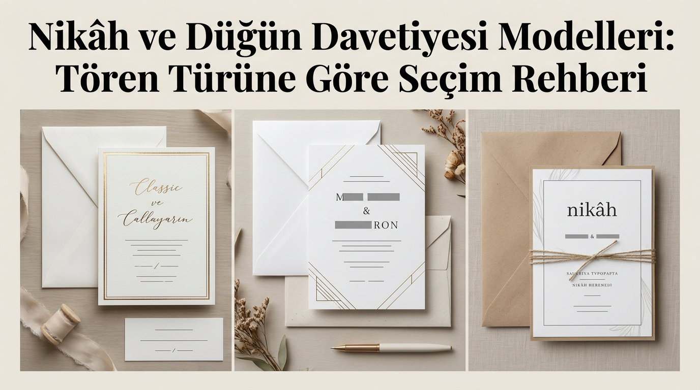 Nikâh ve Düğün Davetiyesi Modelleri: Tören Türüne Göre Seçim Rehberi için nikâh ve düğün davetiyesi modelleri odaklı editoryal görsel