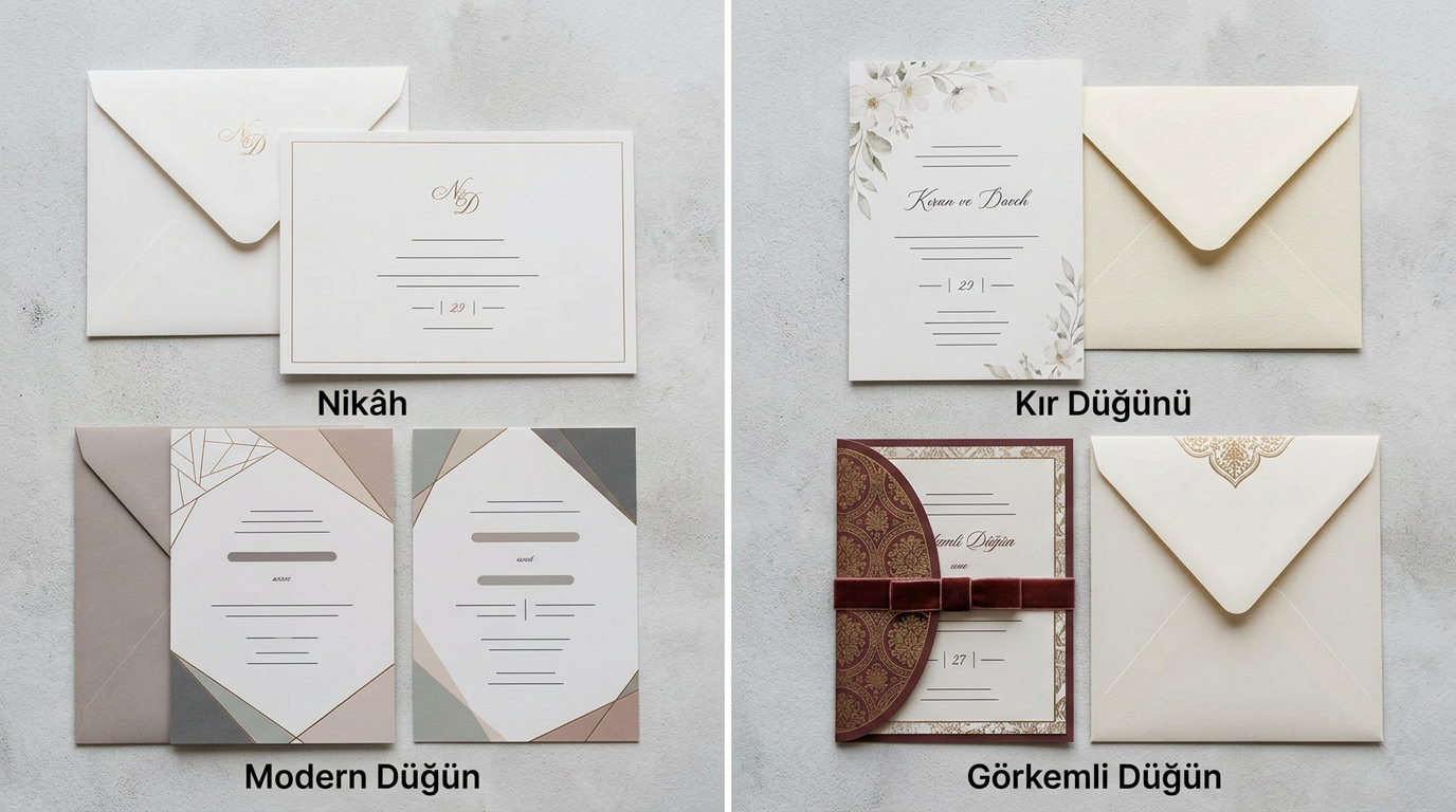 Nikâh ve Düğün Davetiyesi Modelleri: Tören Türüne Göre Seçim Rehberi: Tören Formatı Davetiye Tercihini Nasıl Etkiler?